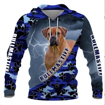 Pretty And Vintage  Blue Dog Pattern Animals Hoodie