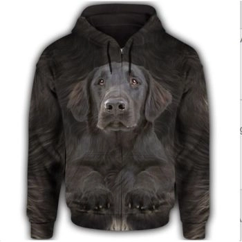 Pretty Black Dog Pattern Animals Zip-Up Hoodie