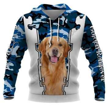 Fashion Blue White Dog Pattern Animals Hoodie