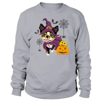 Boston Terrier Witch Funny Halloween Sweatshirt