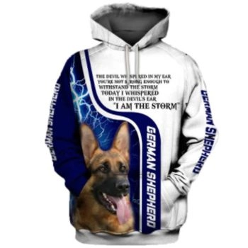 Loose Blue White Dog Pattern Animals Hoodie