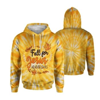  Precious And Gorgeous Yellow Leaves Knives Pattern Jesus Hoodie
