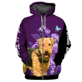 Temperament Purple Dog Pattern Animals Zip-Up Hoodie