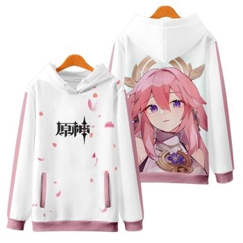 Atmospheric Genshin Impact Anime Game Miko Purplered Hoodie