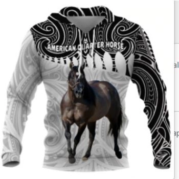 Loose And Gorgeous Black White Horse Pattern Animals Hoodie