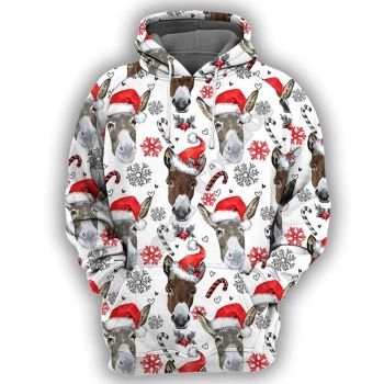  Oversize White Donkey Pattern Christmas Hoodie