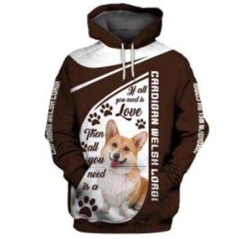 Street Style Brown Dog Pattern Animals Hoodie