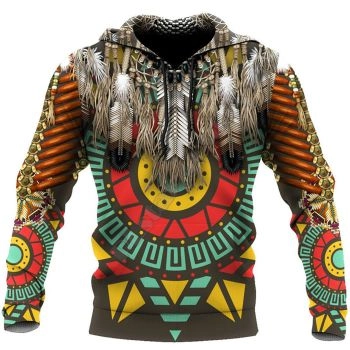 Loose Colorful Feather Pattern Indians Hoodie