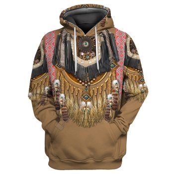 Fashion Brown Feather Pattern Indians Hoodie