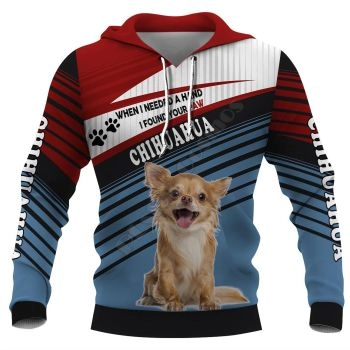 Loose And Fashion Blue Red Dog Pattern Animals Hoodie