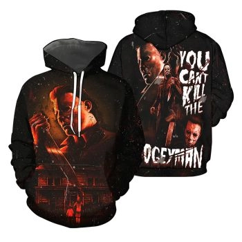  Gorgeous Oroange Black Horror Characters Houses Pattern Halloween Hoodie