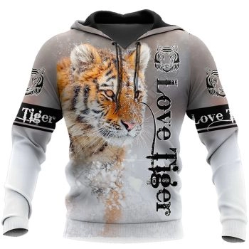 Precious And Cute White Tiger Pattern Animals Hoodie