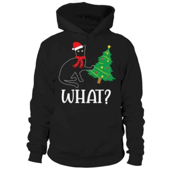 Black Cat Christmas Tree Over Hoodies