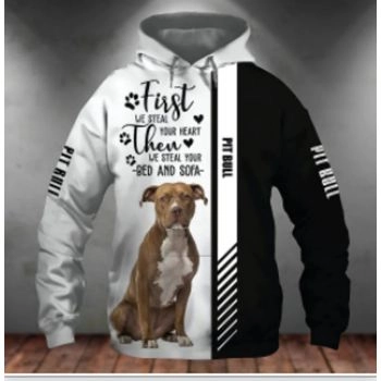 Loose Black White Dog Pattern Animals Hoodie