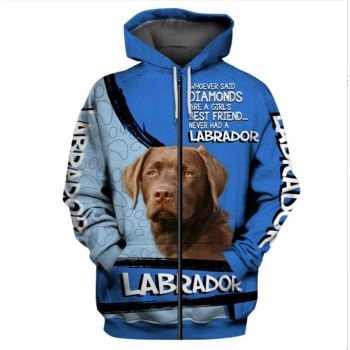 Street Blue Dog Pattern Animals Zip-Up Hoodie