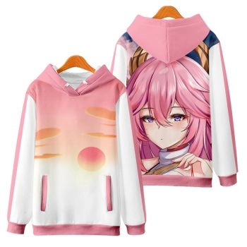 Chic Genshin Impact Anime Game Yae Miko Green Hoodie