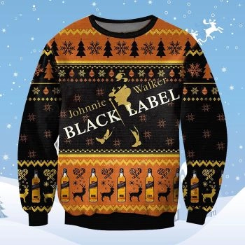 Johnnie Walker Black Label Whiskey Ugly Sweater Christmas