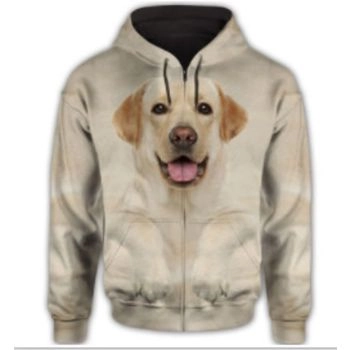 Gorgeous Brown Dog Pattern Animals Zip-Up Hoodie