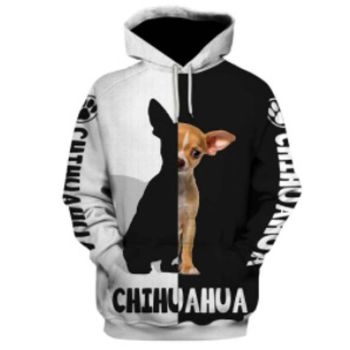 Popular And Vintage Black White Dog Pattern Animals Hoodie