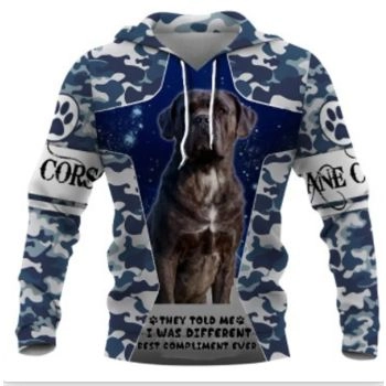 Loose Blue Dog Pattern Animals Hoodie