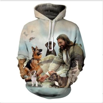 Precious White Dog Pattern Animals Hoodie