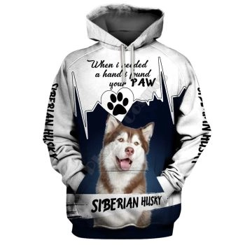 Classical  White  Blue Dog Pattern Animals Hoodie