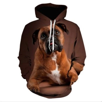 Vintage  Brown Dog Pattern Animals Hoodie