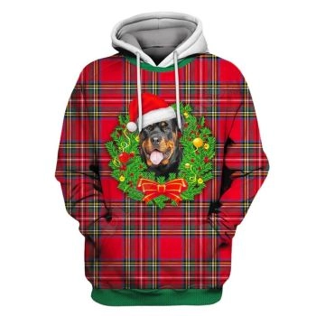  Fashion Red Dog Pattern Christmas Hoodie