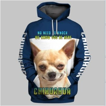  Precious Blue Dog Pattern Animals Hoodie