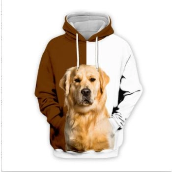 Fashion Brown White Dog Pattern Animals Hoodie