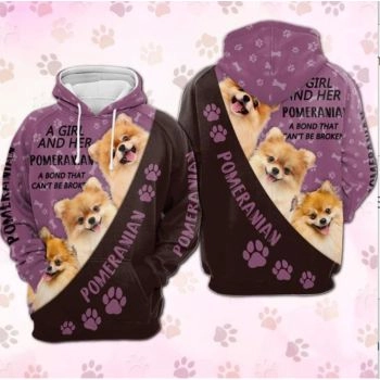 Loose And Fashion Pink Dog Pattern Animals Hoodie