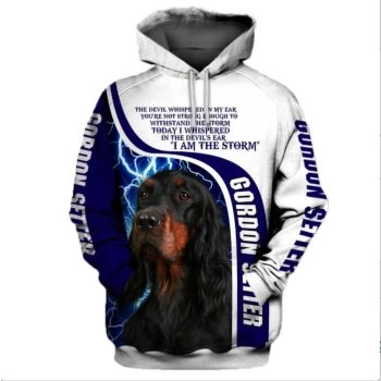 Vintage  Blue White Dog Pattern Animals Hoodie