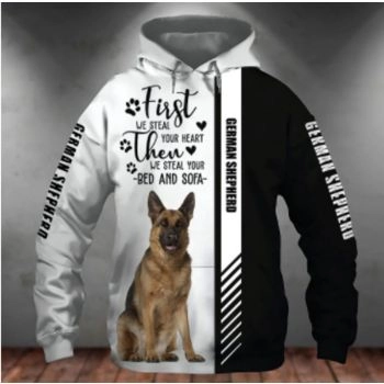 Fashion And Gorgeous Black White Dog Pattern Animals Hoodie