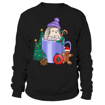 Christmas Hot Drinks Cute Hedgehog Sweatshirt