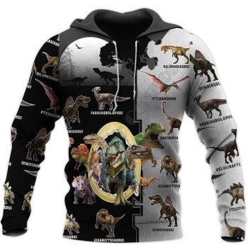 Fashion Black White Dinosaurs Pattern Animals Hoodie