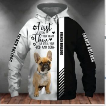 Vintage  And Loose Black White Dog Pattern Animals Hoodie