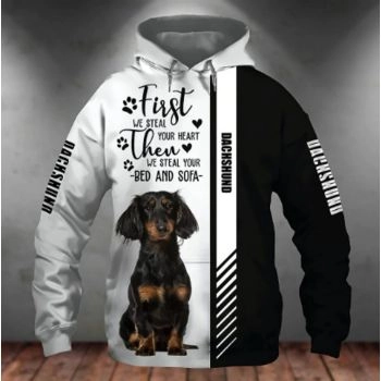 Elegance Black White Dog Pattern Animals Hoodie