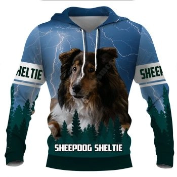 Cute And Loose Blue Dog Pattern Animals Hoodie