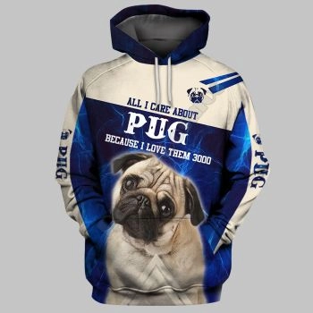 Vintage  Blue White Dog Pattern Animals Hoodie