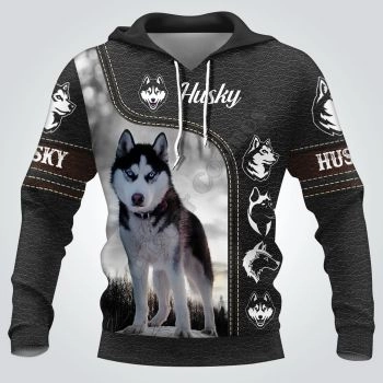 Oversize Black Dog Pattern Animals Hoodie