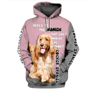  Pretty And Vintage  Pink Dog Pattern Animals Hoodie