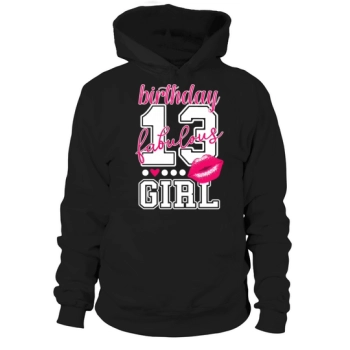 13th Birthday Girl Pink Kiss College Style Number Hoodies