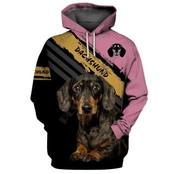 Temperament Pink Black Dog Pattern Animals Hoodie