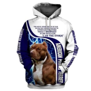 Oversize Blue White Dog Pattern Animals Hoodie