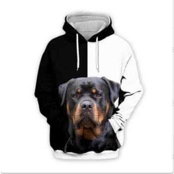 Vintage  Black White Dog Pattern Animals Hoodie