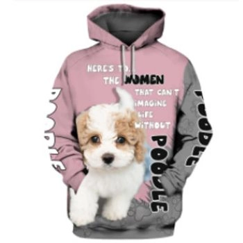 Popular And Vintage Pink Dog Pattern Animals Hoodie