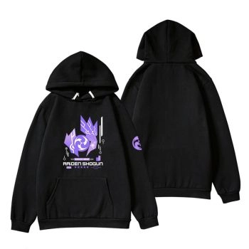  Genshin Impact Game Raiden Shogun Black Hoodie