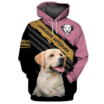 Loose And Fashion Pink Black Dog Pattern Animals Hoodie