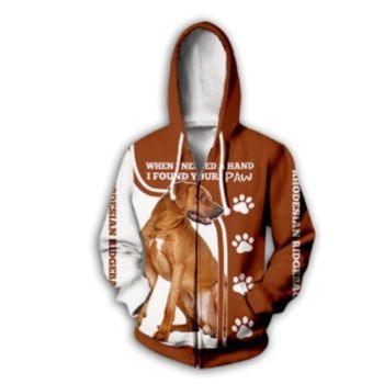 Precious And Gorgeous Brown Dog Pattern Animals Zip-Up Hoodie