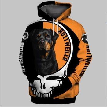 Loose Orange Black Dog Pattern Animals Hoodie